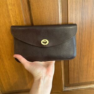 HUGE DESIGNER CLEAROUT Brown Leather Mimi Berry Clutch with Gold Clasp
